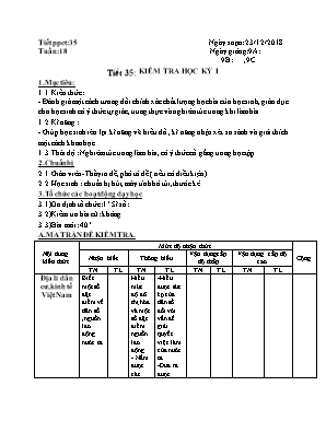 Đề thi học kì 1 môn Địa lý Lớp 9